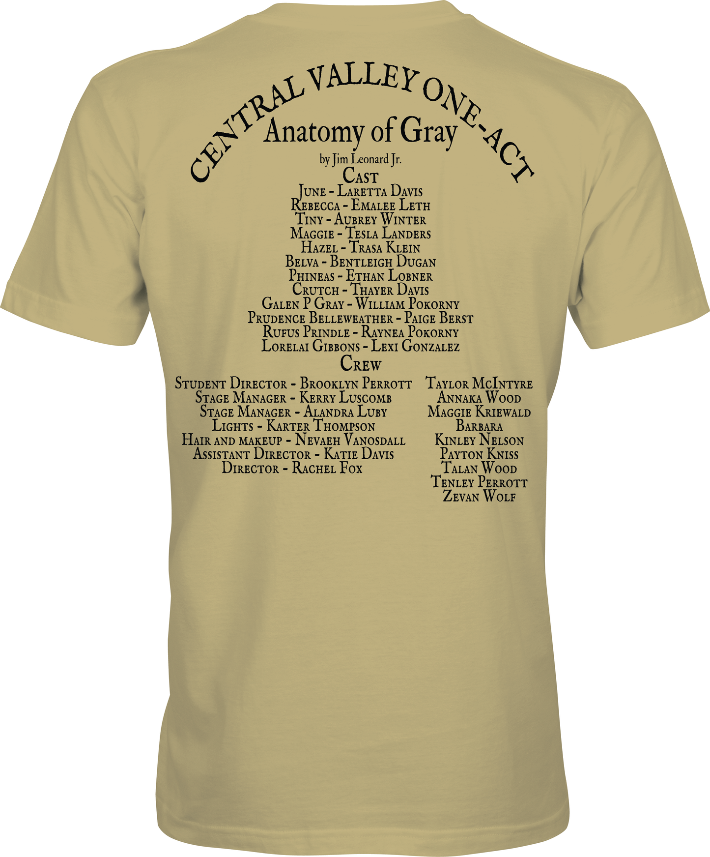 Anatomy of Gray – Central Valley One-Act 2025 Cast Tee